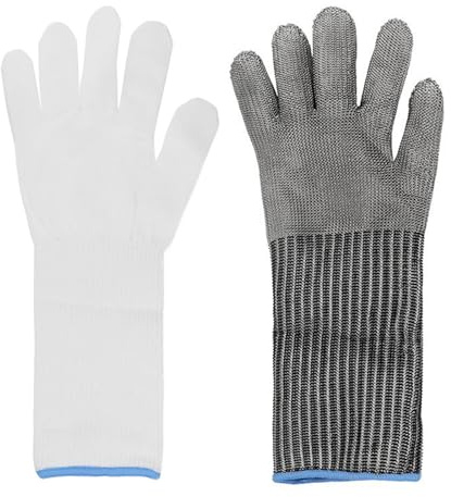 Levels 5 Gants de boucher résistants aux coupures en acier inoxydable et maille métallique pour huîtres, hacher, couper la viande