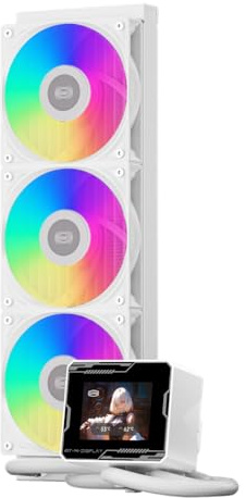 CPS GT360M ARGB Display WH, AIO CPU Cooler TDP 300W con schermo IPS da 2,8, sistema di raffreddamento a liquido con 3 ventole ARGB PWM, per Intel LGA 1851/115X/1700/1200 & AMD AM5/AM4