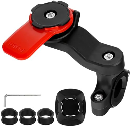JIIENO Support Téléphone Moto - Amortisseur de Vibrations Compatible avec Smartphones Universels, pour Guidon de Vélo, Trottinette, Quad, Scooter, Twist & Lock (Rouge)