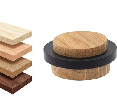 EVI Herrajes | Wooden Door Stop | Oak Wood with Black Rubber | 1.46 x 0.87 | Adhesive Installation | for Smooth Floors | Mod.30235X19