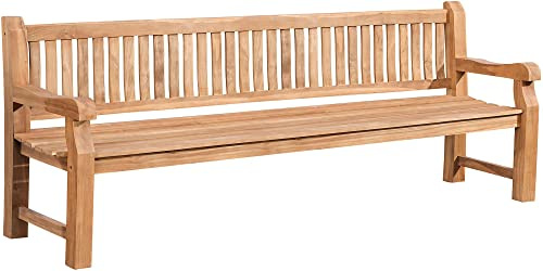 DELUKE Gartenbank Teakbank DEGAD Holz Teak 240x61x93 cm | Holzbank 240 cm Gartenbank Sitzbank Mit Lehne Wetterfest Bank Garten Terrasse