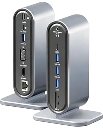 Compatibile con Dock USB-C verticale HDMI VGA PD | Docking station USB-C verticale, HDMI, VGA, LAN, USB 3.0, hub PD da 100 W.