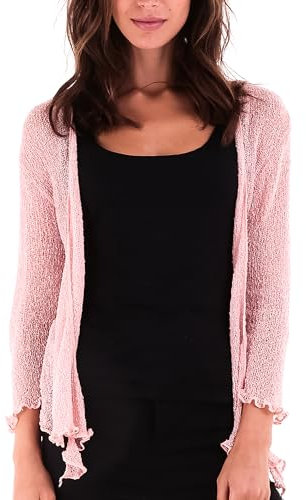 SHU-SHI, donne - Cardigan con coprispalle velato in maglia leggera, taglia unica 2-12 (rosa antico)