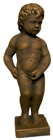 gartendekoparadies.de Manneken PIS in exklusiver Farbe, Steinfigur, H. 72 cm, 27 kg, Gold, frostsicher aus Steinguss für Außenbereich