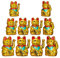 Relaxdays 10er Set Maneki Neko Winkekatze Gold, Glückskatze groß, winkende Katze China, Glücksbringer Figur, HxBxT: 16 x 10 x 8 cm