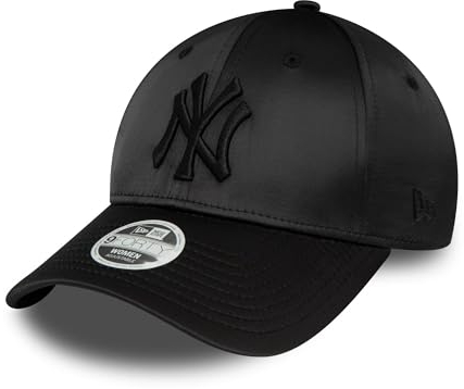 New Era MLB Kappe für Frauen New York Yankees Baseball Cap verstellbar Satin NY gebogener Schirm schwarz - One-Size