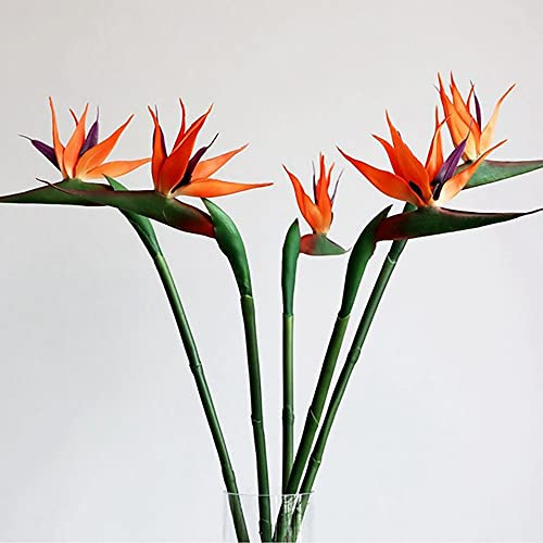 Beebel Lot de 6 Fleurs artificielles Oiseaux de Paradis pour intérieur et extérieur, Maison, Jardin, Bureau, véranda, décorations de Mariage (Jaune, Lot de 6)