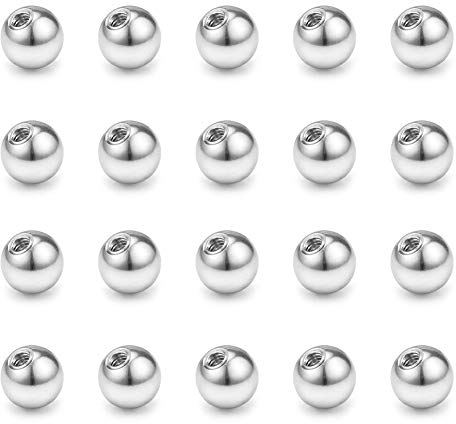 FECTAS 20er Piercing Kugeln Set Chirurgenstahl Silber Ersatzkugel Schraubkugel(2.5/3/4/5/6/8mm) für Gewinde 1,2mm 1mm