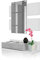 Habitdesign Flur mit Schublade und Spiegel, Eingangsschrank, Modell Tekkan, Ausführung in Artik Weiß und Zement, Maße: 75 cm (Breite) x 116 cm (Höhe) x 29 cm (Tiefe)