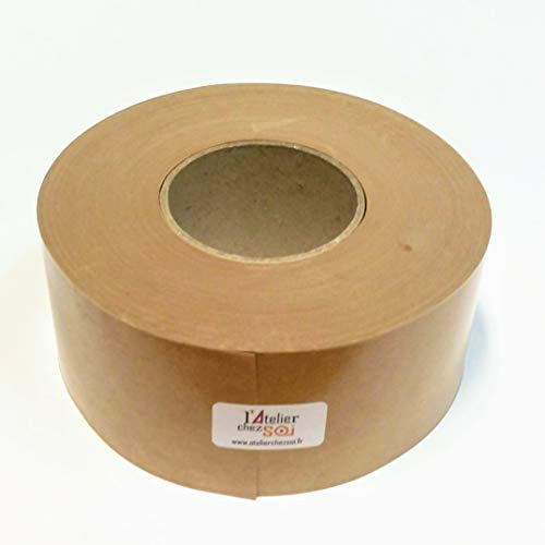 L'Atelier Chez Soi Rouleau Kraft Gommé Brun Uni 70mm x 200m Bande Papier kraft Pré-encollé