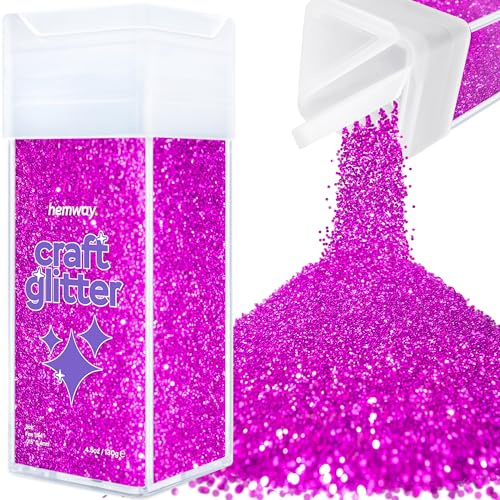 Hemway Craft Glitter Shaker Fuchsia Pink 130g Fine | for Resin & Epoxy Crafts, Christmas Art Supplies, Nail, Body, Face, Eye, Festival, Crafting, Slime, Sparkle