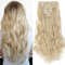 SEGO Clip in Extensions Haarverlängerung Haarteil 8 Tressen wie Echthaar gewellt Gebleichtes Blond 24(61cm)