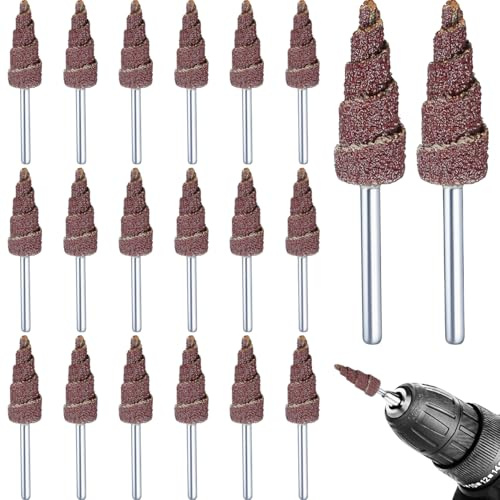 ULTECHNOVO Lot De 20 Roues À Lamelles Abrasives Coniques Avec Poignée Métallique Tête De Meulage Pour Ébavurage Ponçage Des Rainures Interstices Et Angles Sur Bois Et Métal