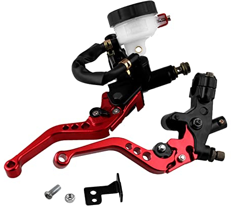 Shkalacar Leva frizione universale regolabile da 7/8 per moto, set di leve frizione e freno per moto, serbatoio pompa freno, rosso