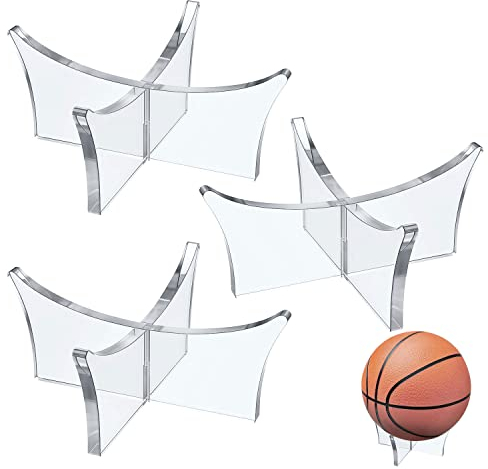 CANIPHA Acryl-Ballständer, Ballständer für Fußball, Basketball, Fußball, Rugbyball, Volleyball, Sportball, Aufbewahrung, Pokal, Autogramm, Erinnerungsstücke, Vitrinen (transparent, 3 Stück)