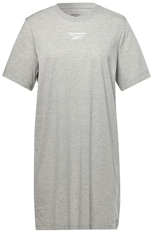 Reebok Damen Tee Kleid, Medium Grey Heather/White, S