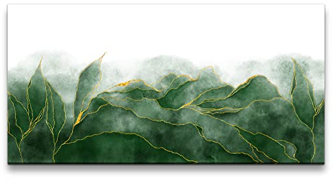 Paul Sinus Leinwandbild 120x60cm Wasserfarben Grün Gold Modern Kunstvoll Dekorativ