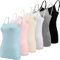 BQTQ 6 Pièces Femme Débardeur Bretelles Camisole Débardeurs Basique Caraco Réglables Camisole Top pour Femme et Fille, Noir, Blanc, Gris, Bleu Ciel, Rose, Beige, L