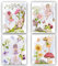 TANXM Feengarten-Wandkunst, magisches Feen-Poster, Blumenfee-Druck, Fantasy-Naturposter, psychedelische Pilze, Wanddekoration, Mädchenzimmer-Dekoration, 4er-Set (20,3 x 25,4 cm, ohne Rahmen