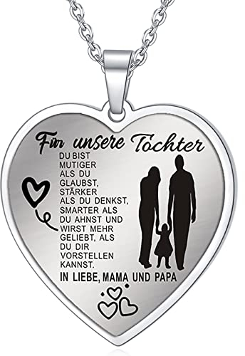 YOTHIWAD Halskette für Tochter herz anhänger Tochter Kette mit inspirierendem Text an unsere tochter Halskette Schmuck Geschenke für Tochter von Mama Papa