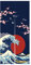LIGICKY Japanese Noren Doorway Curtain Ukiyoe Hokusai The Great Wave Off Kanagawa Sun Cherry Blossoms Printed Window Treatment Door Tapestry for Home Restaurant Decoration 85 x 180 cm, Blue
