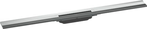 hansgrohe Fertigset Duschrinne RainDrain Flex, Abflussrinne 900mm, Bodenablauf Dusche kürzbar zur Wandmontage, Chrom
