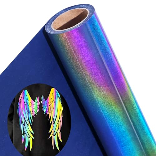 Plotterfolie Textil Reflektierendes Regenbogen, 30,5cm×183cm Wärmetransfer-Vinyl HTV Transferfolie Plotter Flexfolie Für Cricut Silhouette Cameo Für Diy T-Shirt,Stoffen