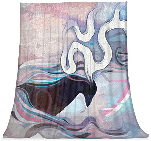 TBOUOBT Bettwäsche-Fleece-Decke, dekorativ für Schlafzimmer-Sofa-Boden,Tierische abstrakte Kunst Elch