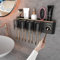 iHave Zahnbürstenhalter mit Zahnpastaspender – Badezimmer Organizer mit 4 Zahnputzbecher, Wandmontage Toothbrush Holder, Badezimmer Zubehör,Schwarzes Gold