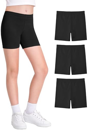 JOCMIC Girls Shorts Cotton Cycling for Teen Breathable and Safety Bike Summer Sports Gym Dance 3 Pack 5-14 Years