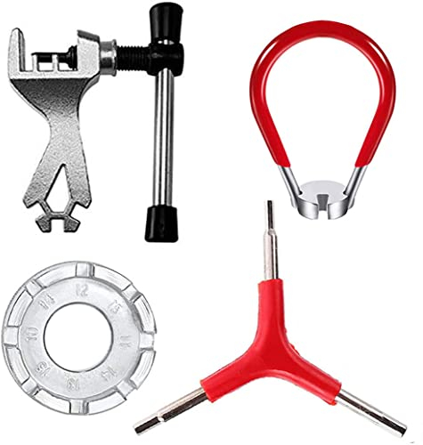 4 Llaves para Radios de Bicicleta, Llave en Y, Tensor de Cadena Universal, Acero Forjado Tensor de Pezón de Acero