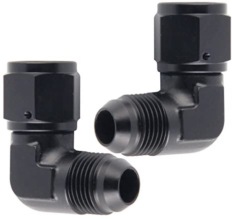 2Pcs 6AN Paratia Flare Raccordo Alluminio Femmina AN6 a Maschio AN6 Filettatura Connettori Tubo 90 Gradi Radiatore Olio Conversione Connettore Accessorio