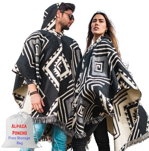 Wool Poncho Men – Handmade Alpaca PONCHO – Mexican Poncho Style - Cowboy Ponchos for Men – Alpaca Ponchos.