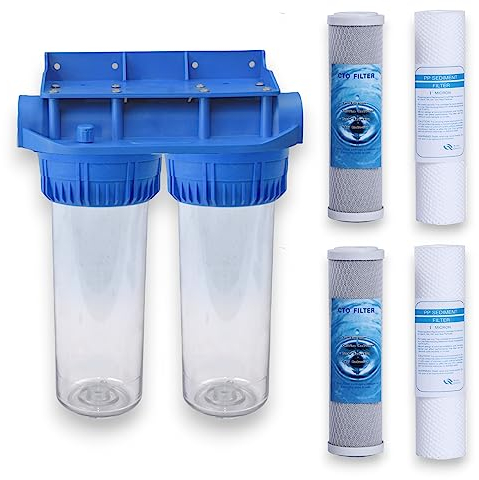 MGidea filtro acqua KIT due stadi Quattro cartucce NW-BR10B3 filtrazione sedimenti e carboni attivi 1 1/2 3/4 (1/2 (20,67mm))