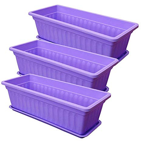 Flisdtry 3 Stück 43,2 cm lila Blumenkasten Kunststoff Gemüse Pflanzgefäße für Schweller, Terrasse, Heimdekoration, Veranda