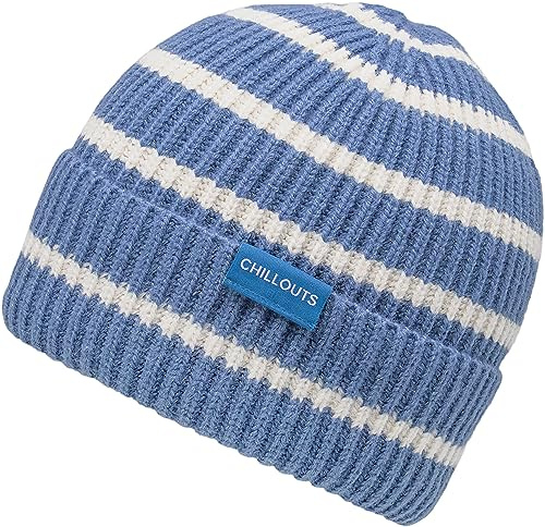 CHILLOUTS Twotone Stripes Umschlagmütze Strickmütze Wintermütze Damen/Herren - mit Umschlag Herbst-Winter Winter