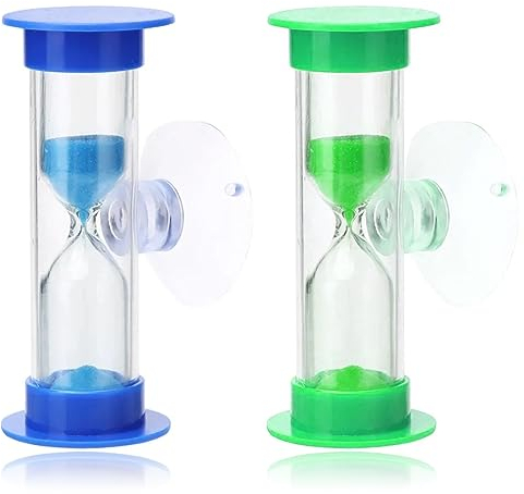 SSRDFU 2 PCS Clessidra Set - 2 Minuto E 3 Minuti Clessidra Bambini Timer a Clessidra con Ventosa per Giochi, Cucina, Lavarsi I Denti Gestione del Tempo