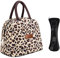 MEMOFYND Bolsa de almuerzo de 1 pieza con estampado de leopardo y 1 bolsa para cubiertos, bolsa de almuerzo de tela Oxford, práctica bolsa de transporte, bolsa de almuerzo a prueba de fugas, adecuada