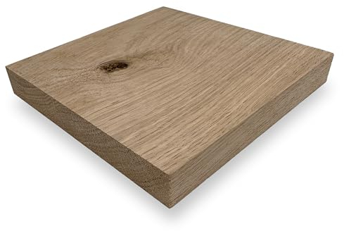 ZUSCHNITTPROFI.DE® Massivholzplatte aus Eiche (15 x 15 x 2 cm) – Eichenplatte, handgefertigte Holzscheibe aus glatt gehobeltem Eichenholz – DIY Holz für verschiedene Bau-Projekte