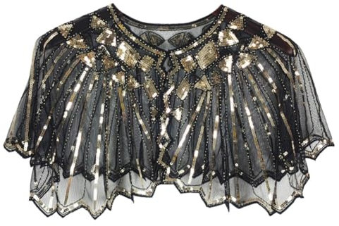 Uposao 1920s Stola Schal Frauen Pailletten Umschlagtücher für Abendkleid Party Kostüm Accessoires