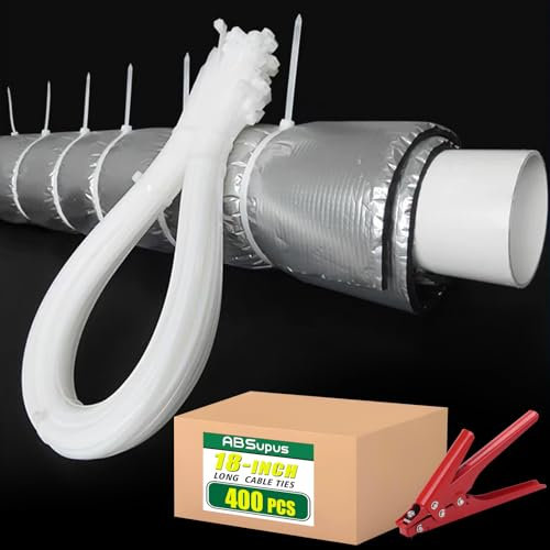 Long Cable Ties 450mm x 5.5mm, 400 PCS with Cable Tie Tool, Large Zip Ties-Industrial Durable Strong Cable Tie for Binding Fences, Awnings Tying Branches Bundling of Crops Fixed Water Pipes
