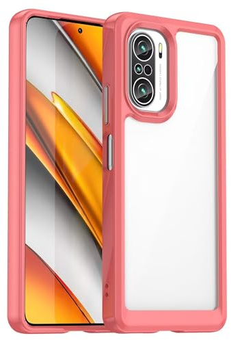 Jhxtech Phone Case for Poco F3 5G/Mi 11X 5G/Redmi K40 5G/Redmi K40 Pro M2012K11AG Case Ultra Thin Clear Hard PC Back+Soft TPU Bumper Silicone Shockproof Cover Case for Xiaomi Redmi K40 Crystal Red