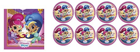 ALMACENESADAN, 5114 Lot de 8 assiettes en carton 23 cm et 20 serviettes en papier 33 x 33 cm