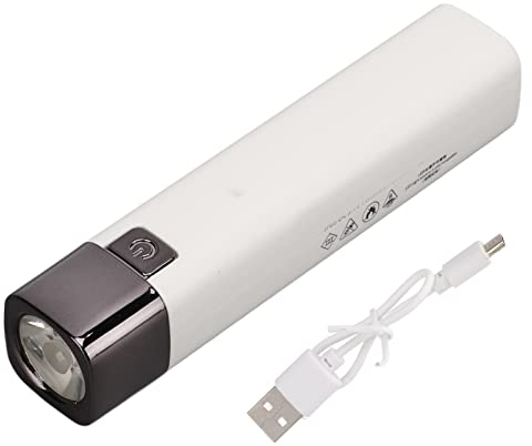 VGEBY Superhelle Taschenlampe, Mini-USB-LED-Taschenlampe, Taschenlampen-Powerbank mit Powerbank-Funktion für Outdoor-Abenteuer (White