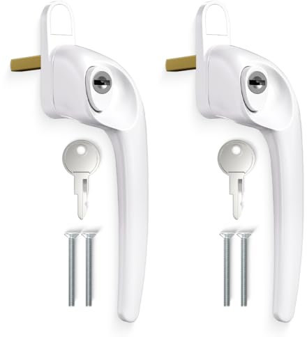 Bwintech 2 Pcs Offset White UPVC Aluminium Window Handle, Right Hand, 43mm Spindle Window Handles for UPVC Windows