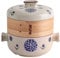 MGHRUE Japanese Casserole Pot with Bamboo Steamer Basket, Ceramic Casserole Clay Pot Steam Stew Pot for Kitchencooking,B,1.5L