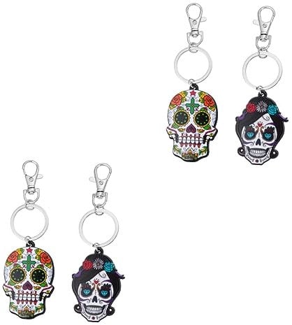 SAFIGLE 4stücke Kreative Skull Schlüsselanhänger Für Autoschlüssel Halloween Deko Langlebige Pendants Für Feiern Und Besondere Anlässe