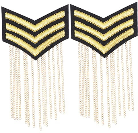 Gogogmee 2 Stk Schulterklappen Strassbrosche Männer Schulterbrett Vintage Herren Epaulet Epaulette Im Punk-stil Schulterbrosche Epaulet Epauletten Mit Strassquasten Stoffs Tickerei Golden