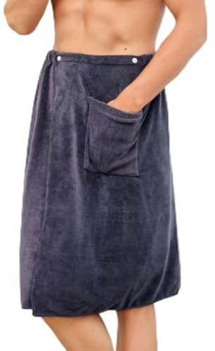 Besttoolifes Peignoir sexy pour homme - Serviette de bain - Short doux - Ouvert sur le côté - Serviette de pyjama épaisse - Pour la natation, la plage, la douche - En microfibre - Tenue décontractée -