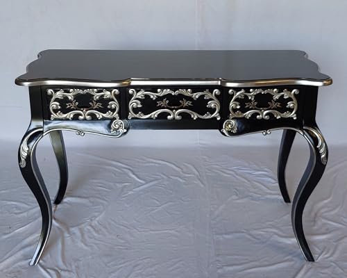 Kunibert Barock Louis Seize Renaissance Rokoko Sekretär Farbe:schwarz mit Silber Schreibtisch Schminktisch Länge122xHöhe79xBreite51cm Nr.7